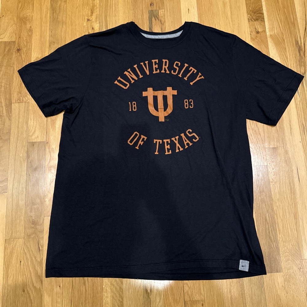 Nike University of Texas Longhorns T-Shirt Mens 2XL Black‎ Orange Logo